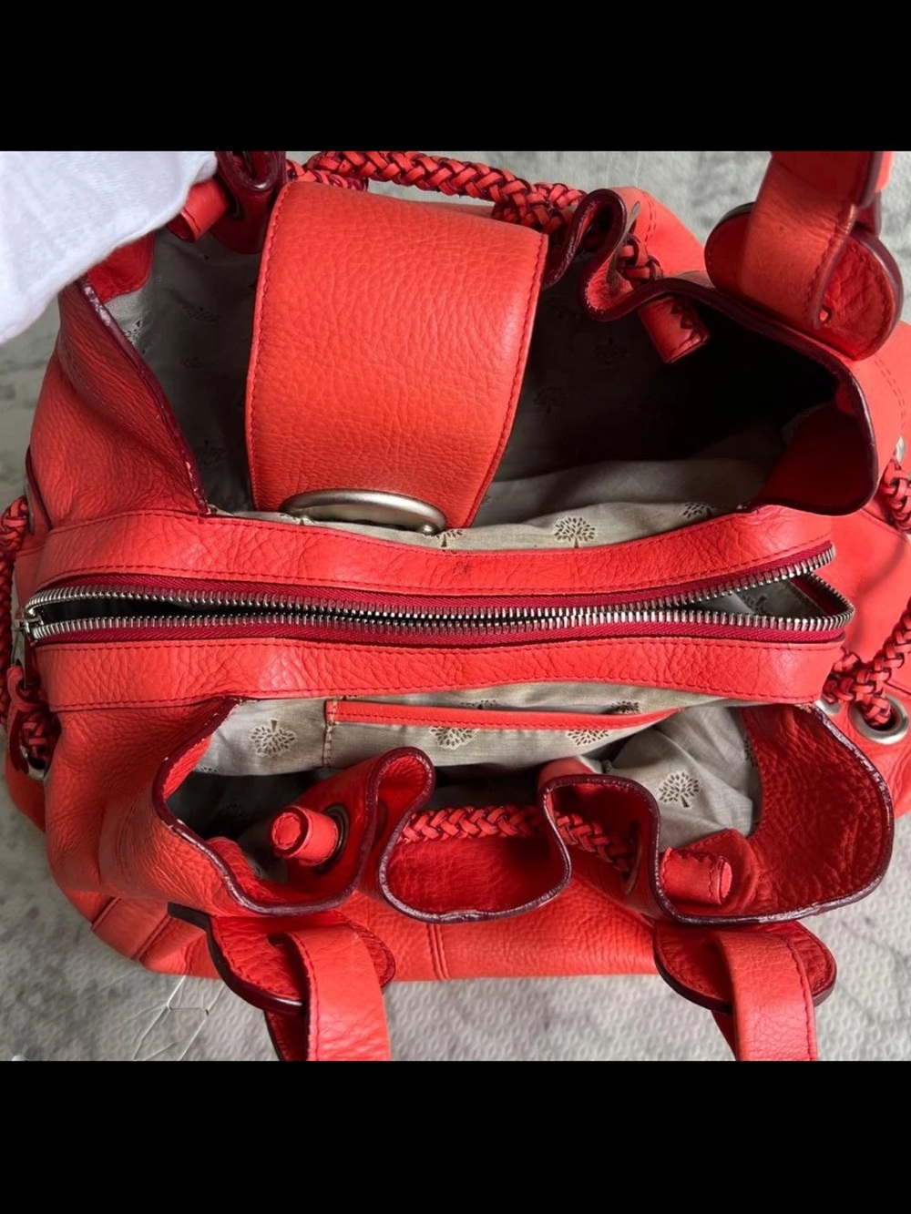 Mulberry Red Pebbled Leather Shoulder Bag with Turn-Lock Flap - Picture 11 of 16